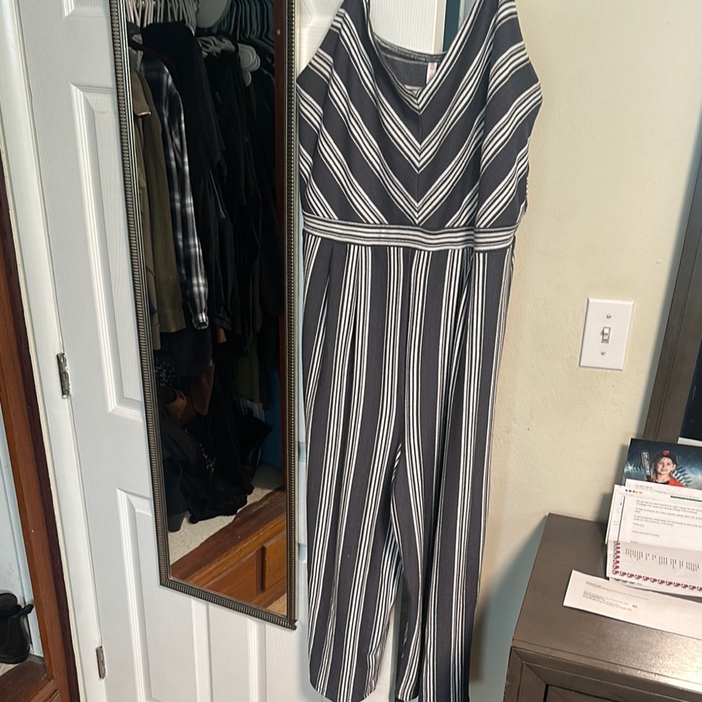 Chic Striped Jumpsuit with V-Neck